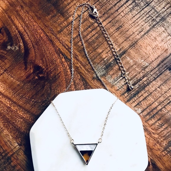 Tayzani Jewelry - Gold & Tortoise Triangle Geometric Stone Necklace